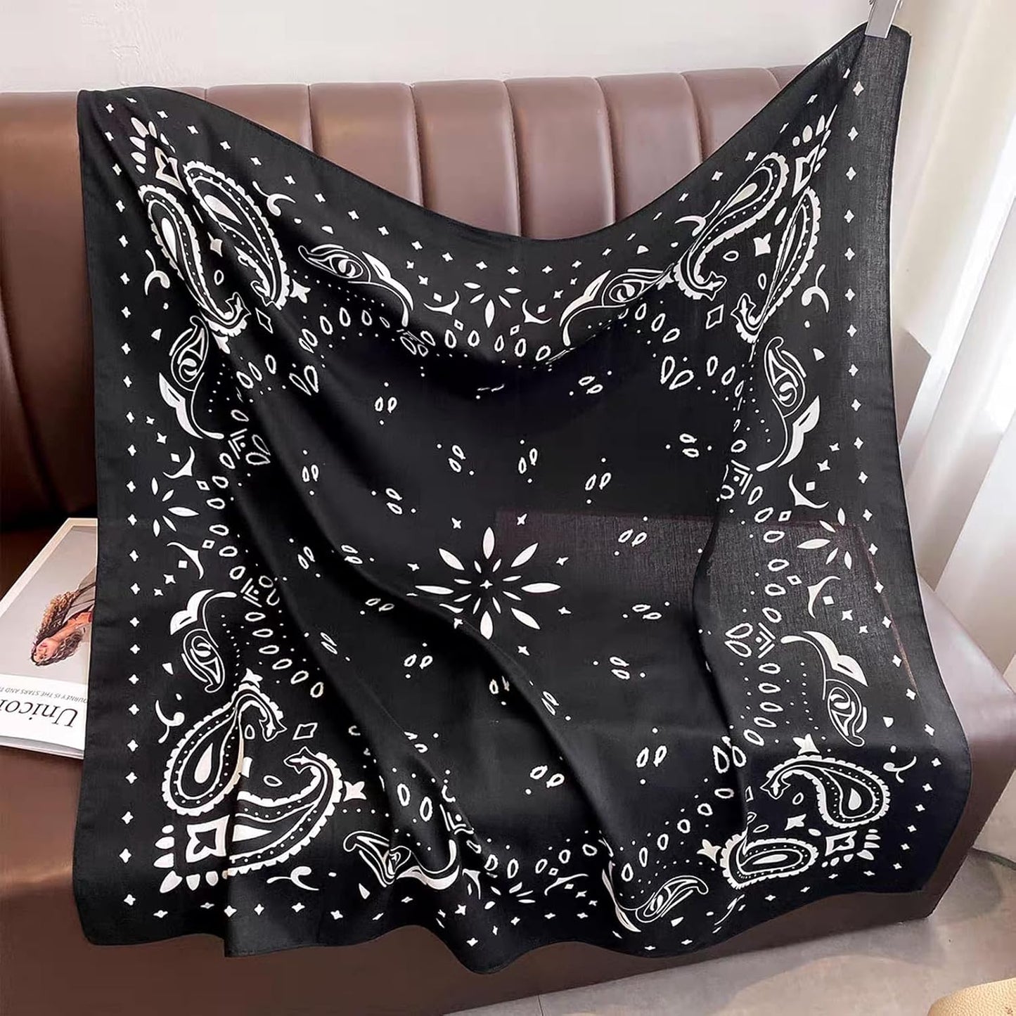 35" Head Scarf Large Square Scarf Like Cotton Hairscarf Fashion Scarves Bandana Night Sleeping Wraps for Women B01