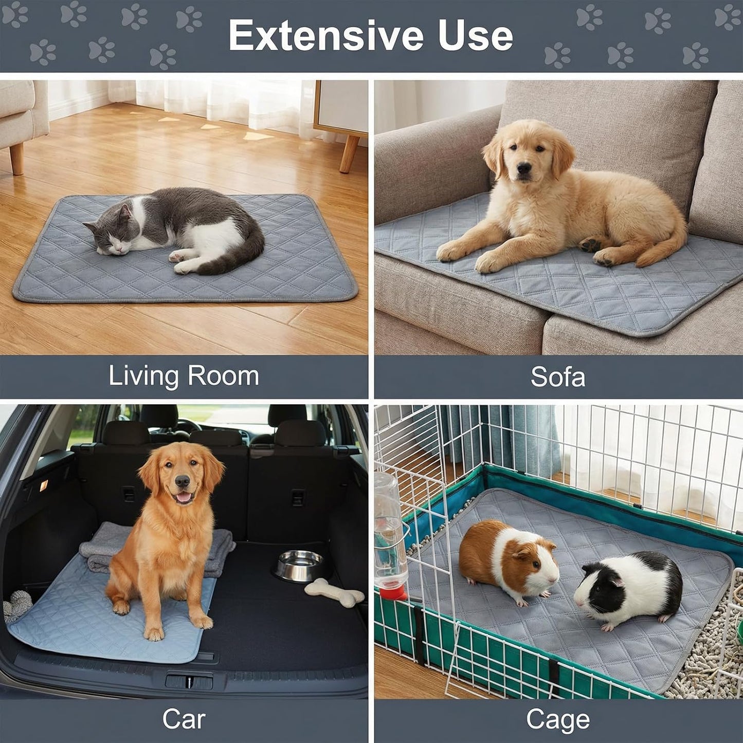 6 PCS 28 X 14 Inch Guinea Pig Cage Liners, Guinea Pig Pee Pads Reusable Rabbit Cage Liner Washable Super Absorbent Anti Slip Bunny Mat for Small Animals, Rabbits, Hamsters, Chinchillas