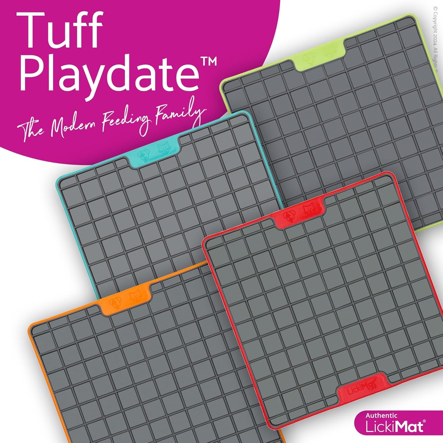 LickiMat Tuff Cat, Heavy-Duty Playdate, Cat Slow Feeder Lick Mat, Boredom Anxiety Reducer; for Food, Treats, Yogurt, or Peanut Butter. Fun Alternative to a Slow Feed Cat Bowl or Dish, Turquoise