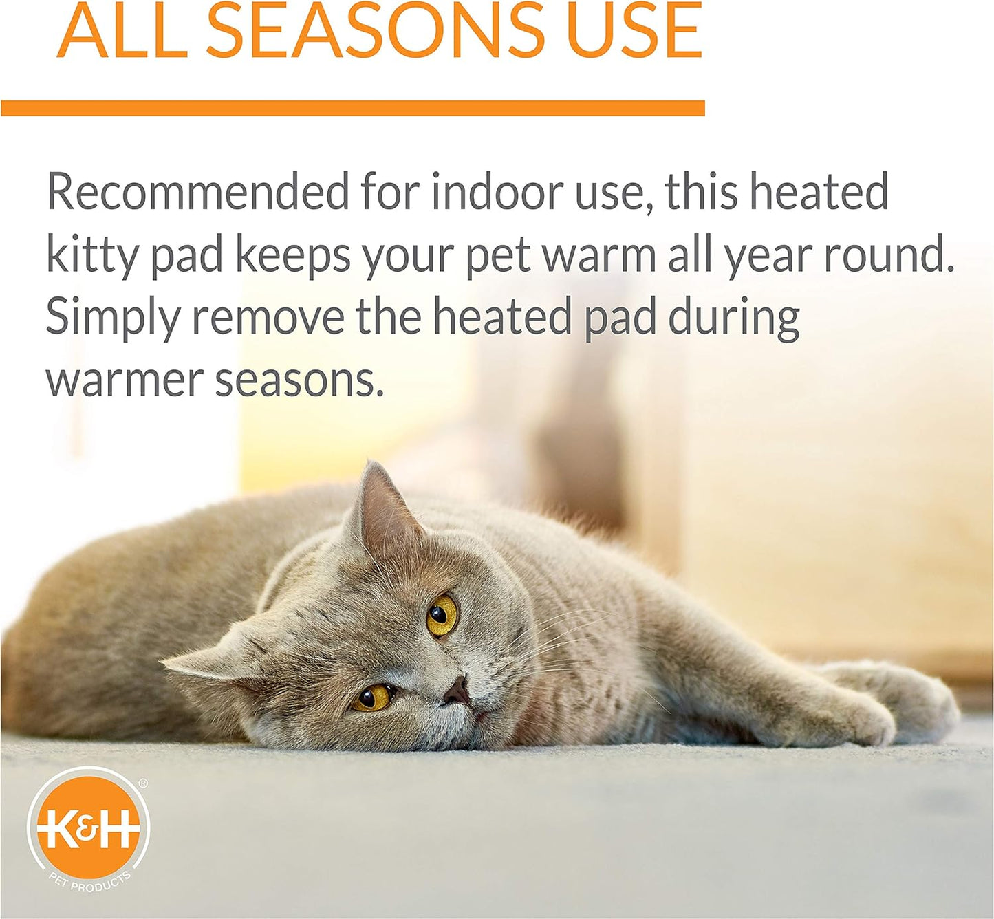 K&H Pet Products Thermo-Kitty Bed Deluxe Heated Cat Bed for Large Kitties - Indoor Heated Pet Bed for Dogs & Cats, Covered Cave Pet Tent, Machine Washable, Safety Listed - Large 20in Tan/Leopard