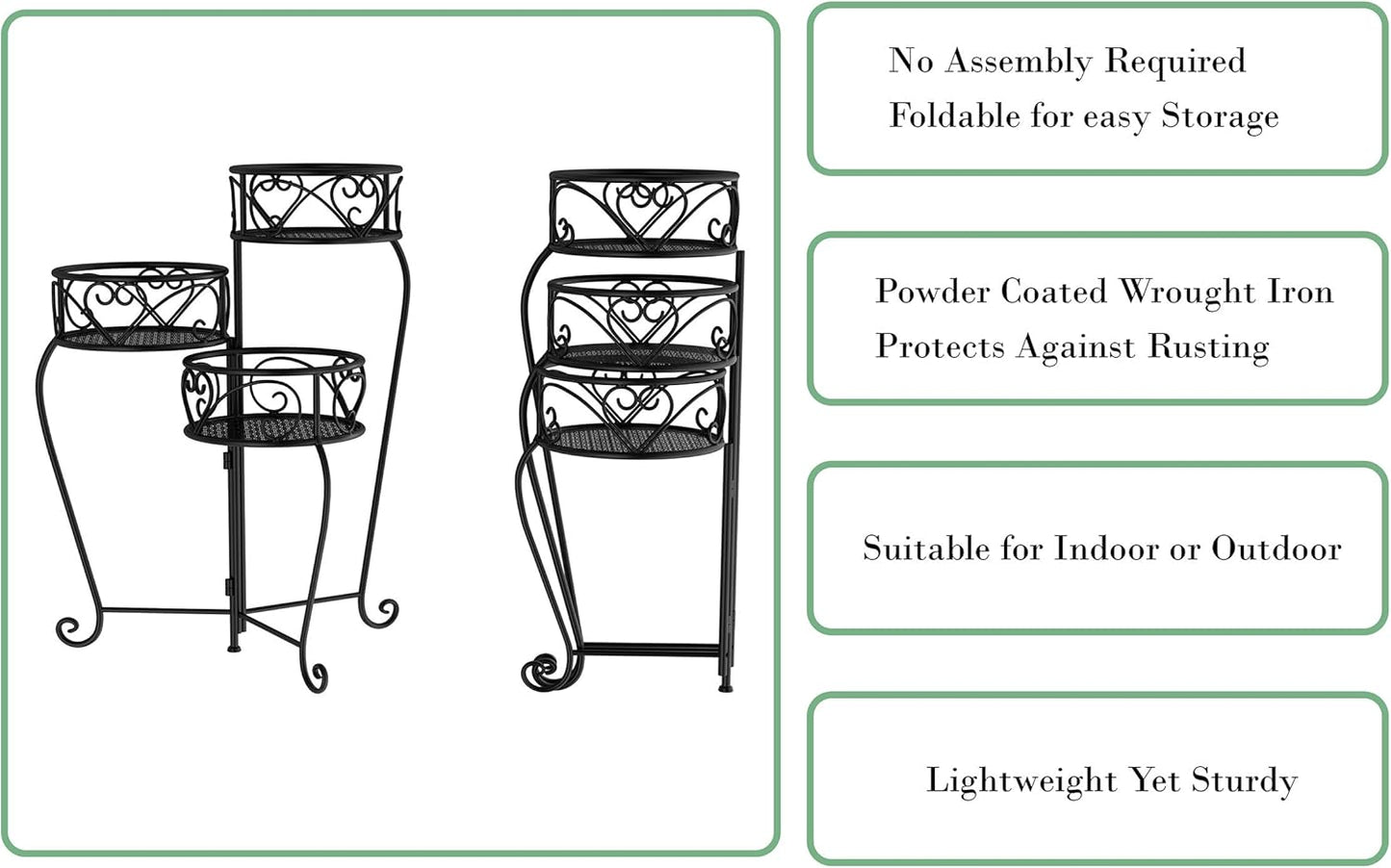 Pure Garden Tricycle Plant Stand 2-Tiered Indoor or Outdoor Decorative Vintage-Look Metal Display for Patio, Deck, Home or Lawn (Black)