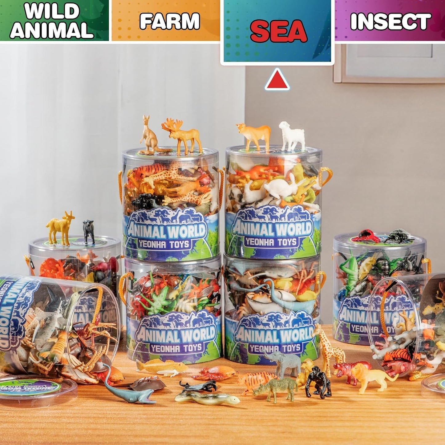 Sea Animals Toys with Gift Box, 48 Piece Mini Vinyl Plastic Ocean Animal Figure, Sea Creatures Themed Sensory Bins, School Project, Birthday Cupcake Topper Party Supplies, Preschool Toys for Kids