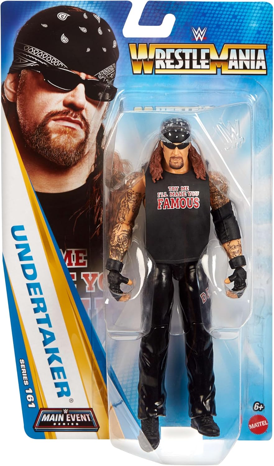 Mattel WWE Undertaker Action Figure, Main Event Series #161, 6-inch Collectible Superstar with 14 Articulation Points & Life-Like Look