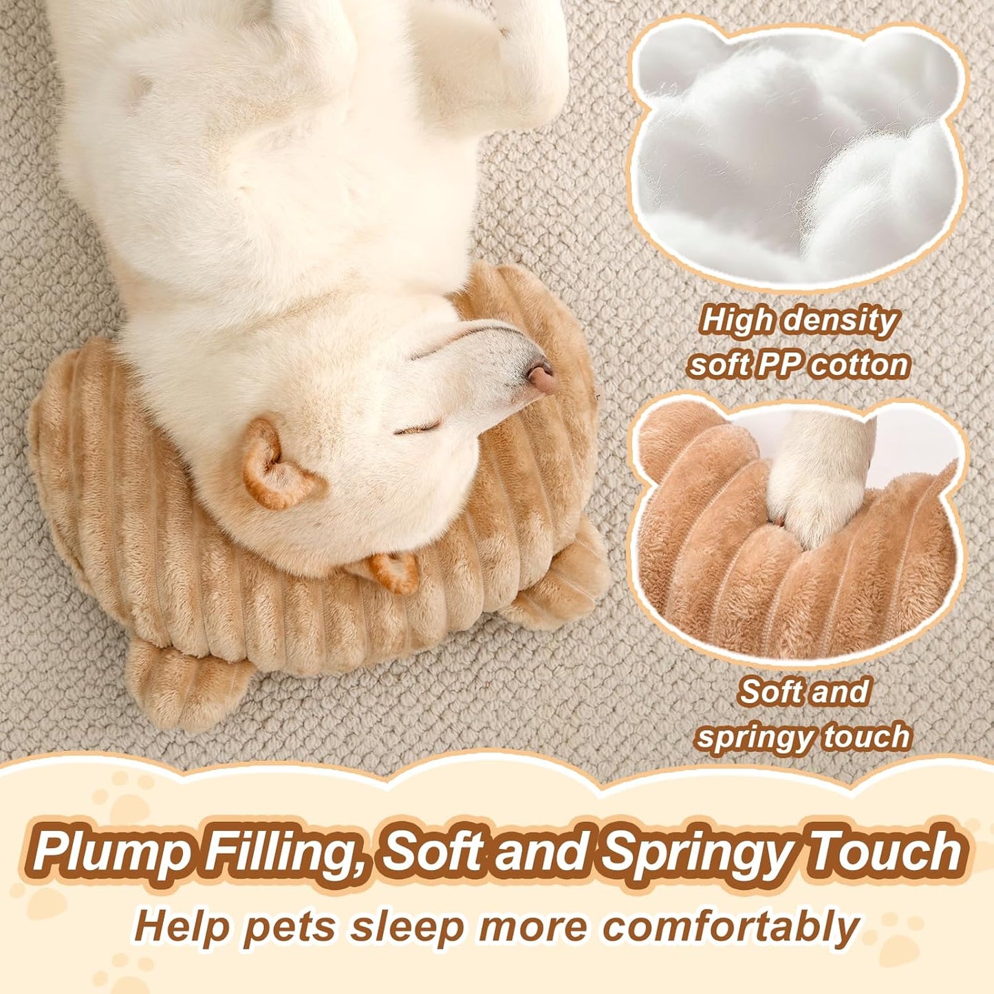 Jiupety Dog Calming Pillow, Soft and Neck-Friendly, Washable Pet Neck Pillows for Small Medium Large Dogs and Cats, 14" x 9", Coffee