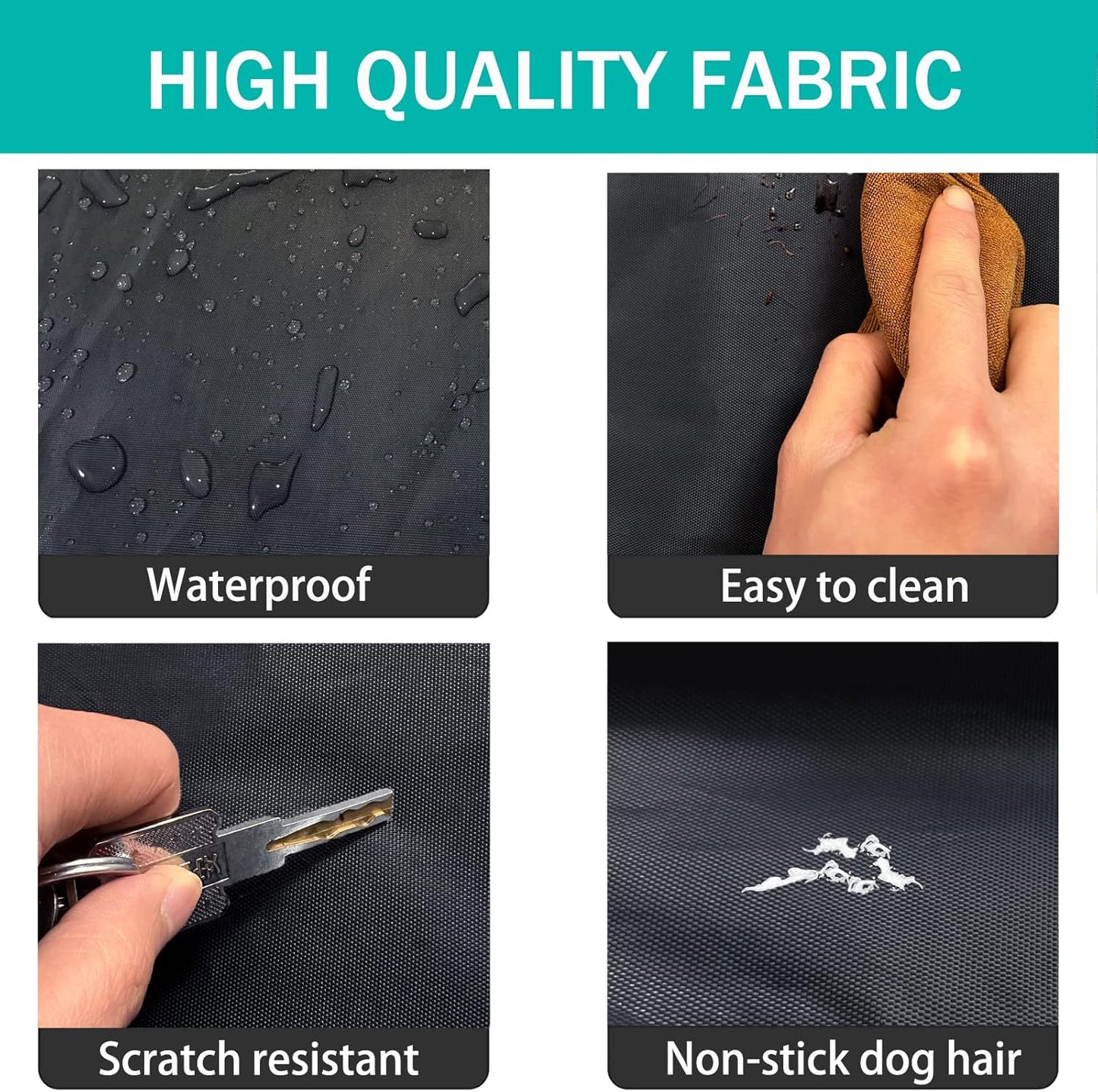 Dog Bed Cover,Waterproof Tough Plastic DIY Pet Bed Cover,Non Stick Hair Easy to Clean Rectangular Fillable Dog Bed Covers with Zipper(Black,44" L x 32" W x 4" Th,Cover Only)