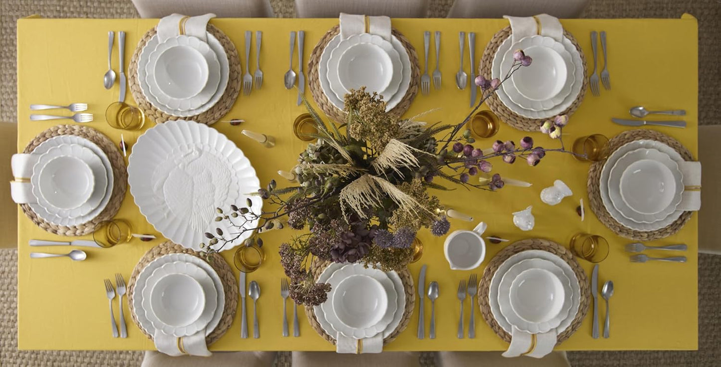 Lenox Stoneware Dinnerware Sets, French Perle Scallop 12-Piece Dinnerware Set for 4, Service For 4, Dishwasher Safe Dishware, White Dishes Set, Stoneware Dinner Plates and Bowls Sets (White, 12 Piece)
