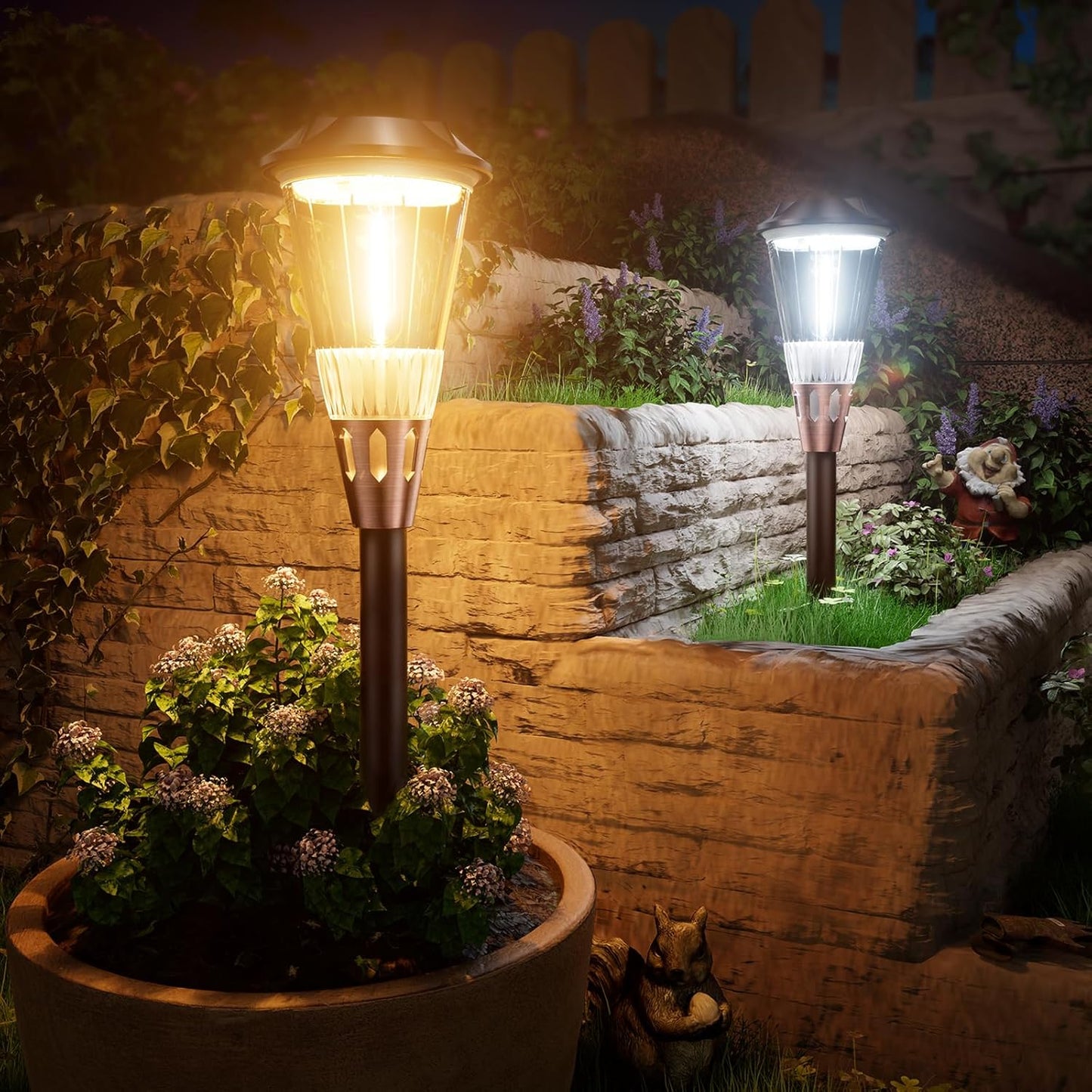 Solar Pathway Lights Outdoor, 8 Pack Bright 2-in-1 Warm&Cold Solar Lights Outdoor, IP65 Waterproof Garden Lights Solar Powered Walkway Lighting Outside for Yard Driveway Path Patio Landscape