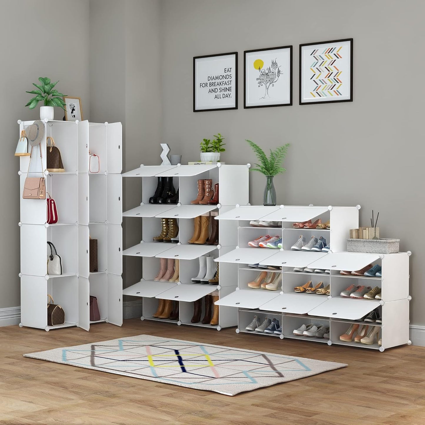 HOMIDEC Shoe Rack, 8 Tier Shoe Storage Cabinet 32 Pair Plastic Shoe Shelves Organizer for Closet Hallway Bedroom Entryway | 32 Pair, Shoe Shelves, Organizer, for Closet