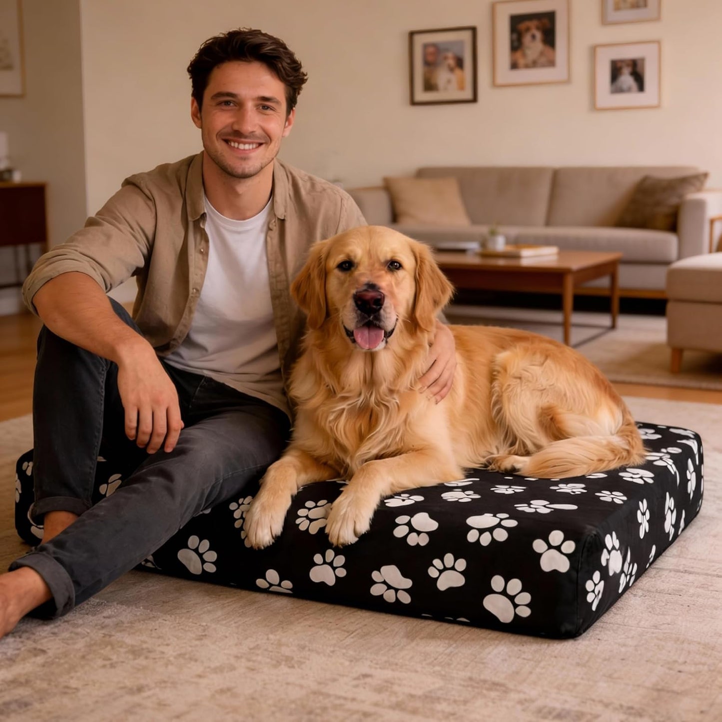 DUKE&LEFTY Furever Dog Bed Slipcover-Stretchy Soft Petbed Cover-Universal-Easy to Remove (Zipper Free)-Black-Medium