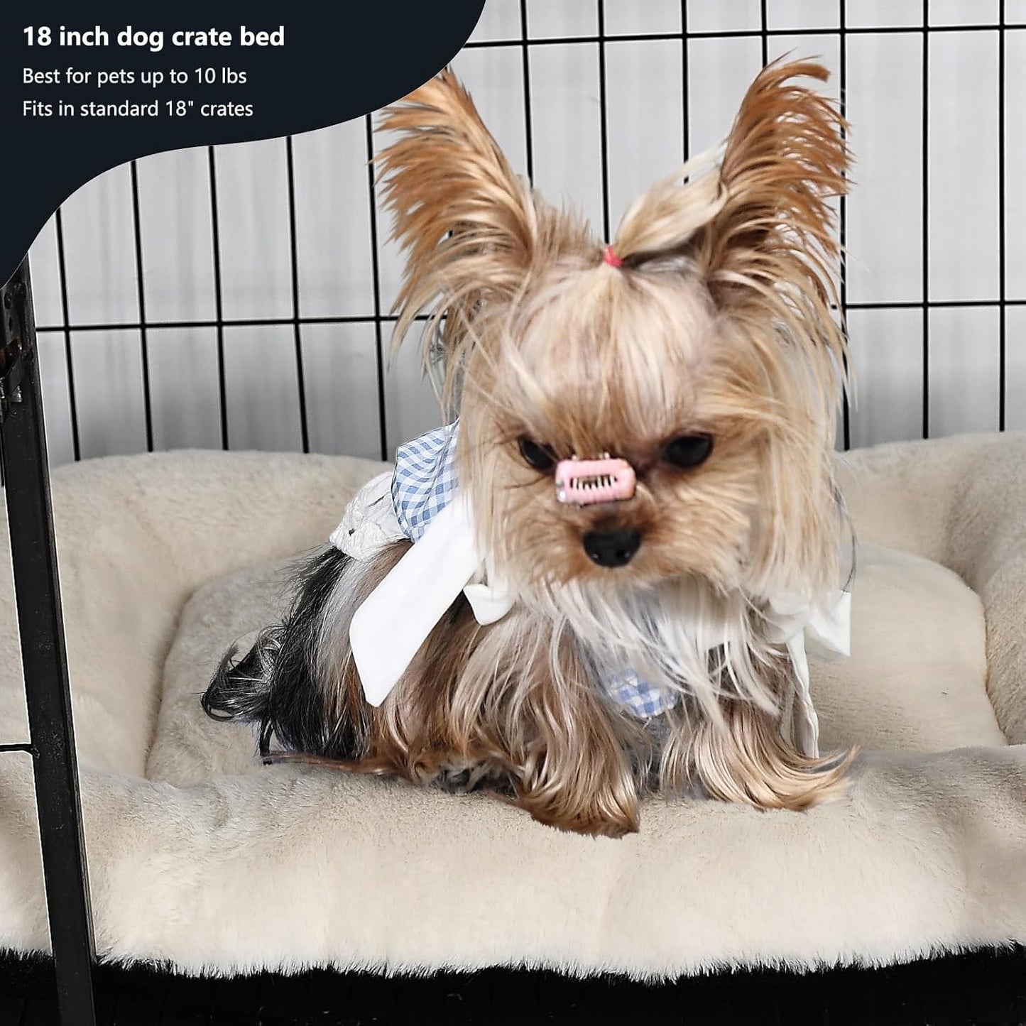 Dog Crate Bed Washable Dog Beds for XX-Small Dogs Deluxe Thick Flannel Fluffy Comfy Kennel Pad Anti-Slip & Anti-Scratch Pet Sleeping Mat, 18 x 12 Inch, Beige