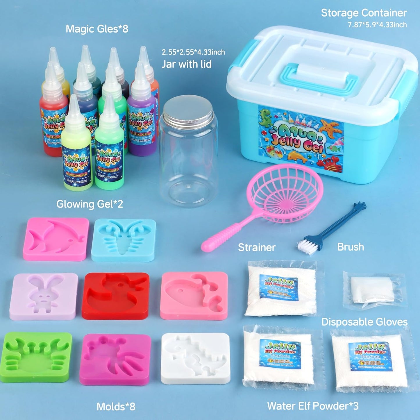 Magic Gel Water Elf Toy Kit, Aqua Fairy Water Gel Kit for Kids with 10PCS Aqua Jelly Gels & Animal Mold, Gift for Christmas, Easter, Birthday, New Year, Creative Art Craft Girls 6 7 8 9 10 Year Old