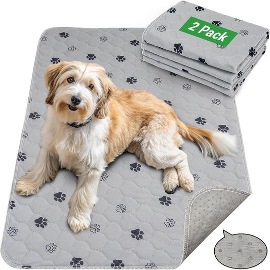 GOGREEN Waterproof Reusable Pets Training Pads Washable Pee Pads for Dogs, Puppy Pads for Potty Training with Leakproof Bottom (2 Pack, 18"x24")