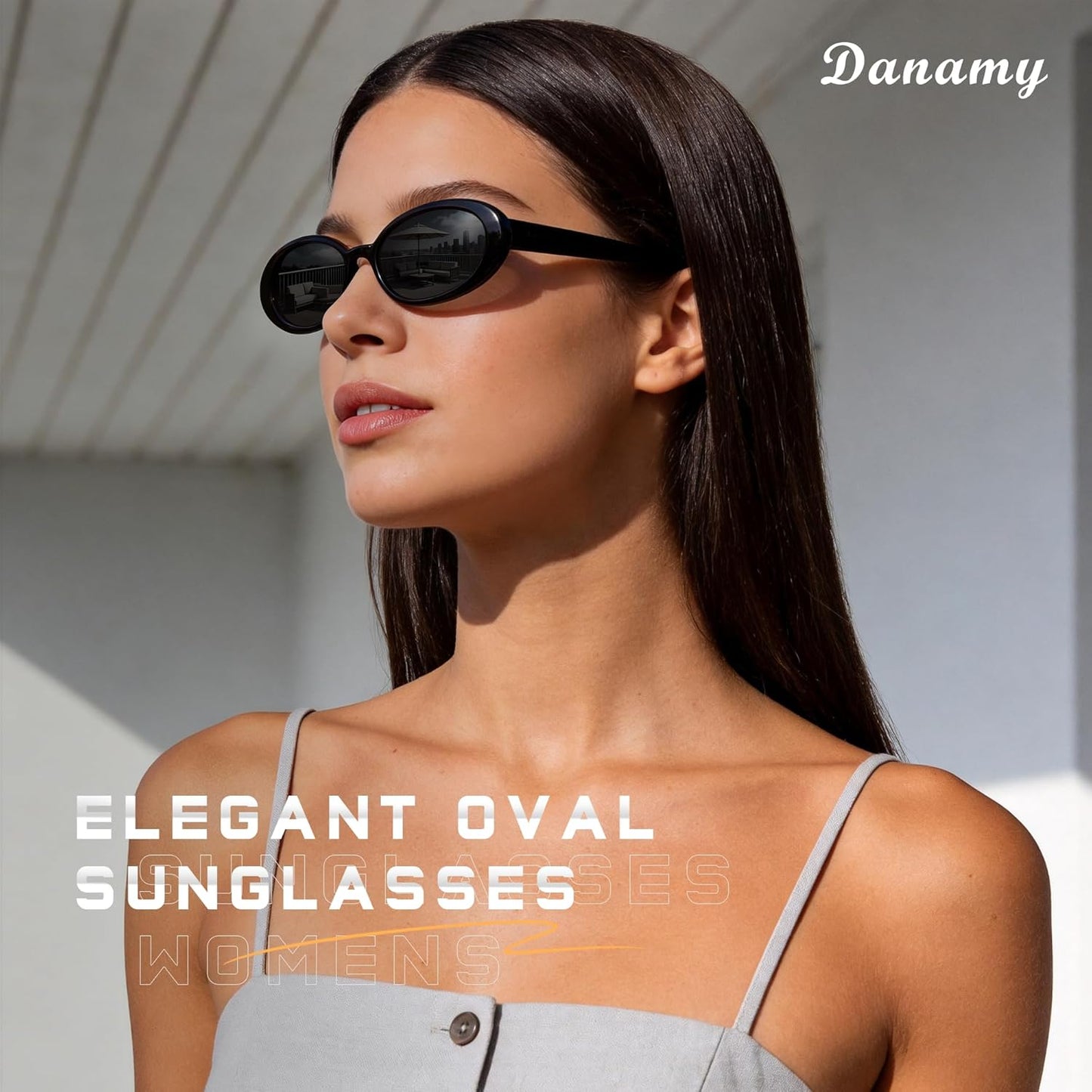 DANAMY Sunglasses Womens Retro Oval Sunglasses for Women Men Fashion Small Oval Sun Glasses 90s Vintage Driving Shades