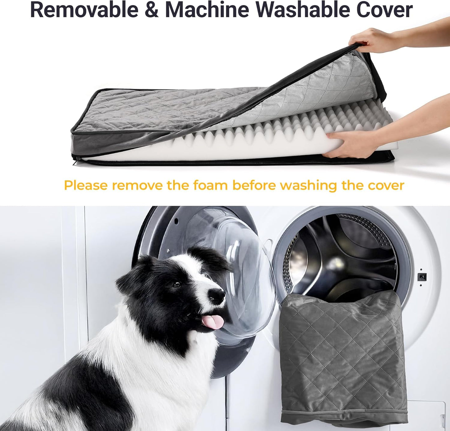 Cozy Dog Beds for Small Dogs - Orthopedic Egg Crate Foam Pet Bed with Removable/Washable/Waterproof Cover & Non-Slip Bottom, Ideal for Crate and Indoor Use, 23x17 Inch, up to 15 lbs, Dark Grey