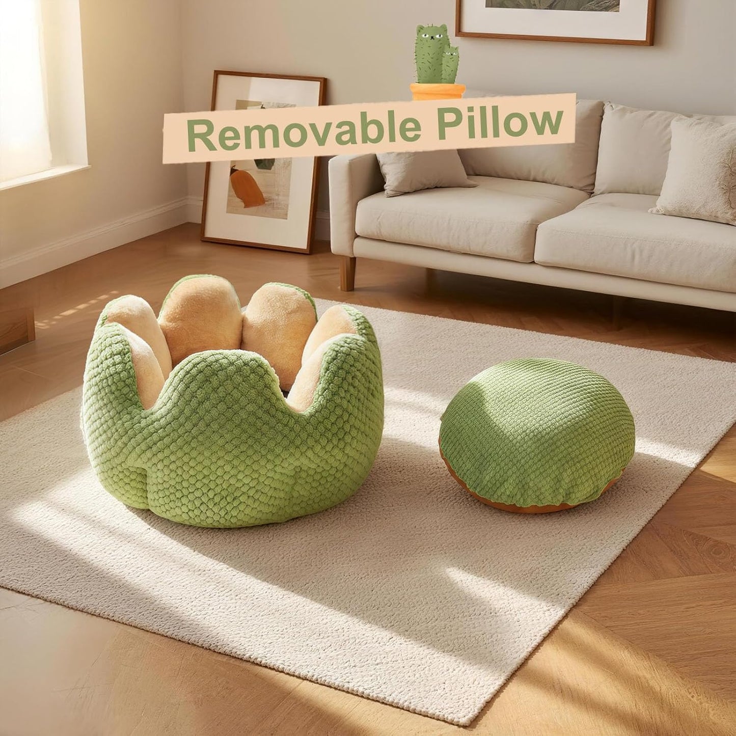 CWV Cute Cat Beds Kitten Beds, Soft Small Dog Beds, Washable Pet Beds for Puppy and Kitty, Cactus Shape, 23 Inch