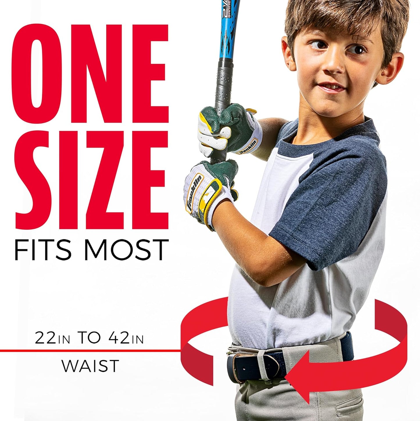 Franklin Sports MLB Youth Kids Belt for Teeball, Baseball + Softball - Adjustable - Boys and Girls