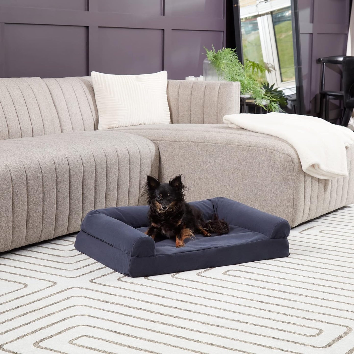South Pine Porch Luka Microfiber Sofa Style Dog Bed with Removable, Machine-Washable Cover, Denim, Medium (29 in. x 20 in.)