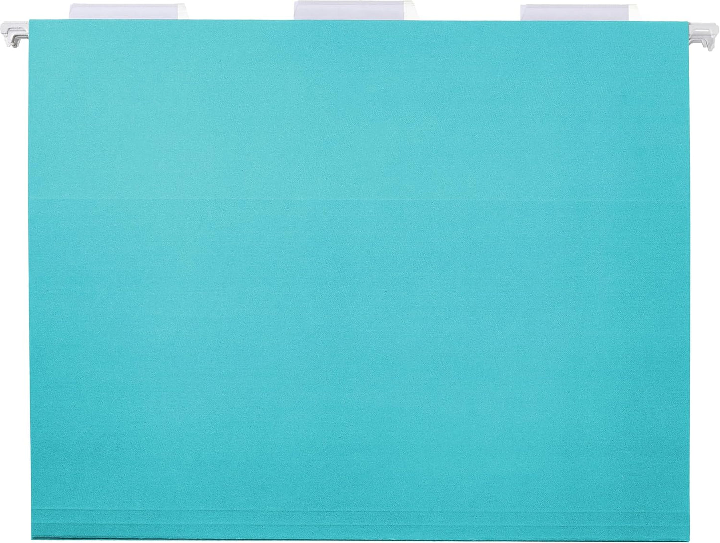 Amazon Basics Hanging File Folders with Adjustable Tabs for Document Organization, Letter Size, Aqua, 25-Pack