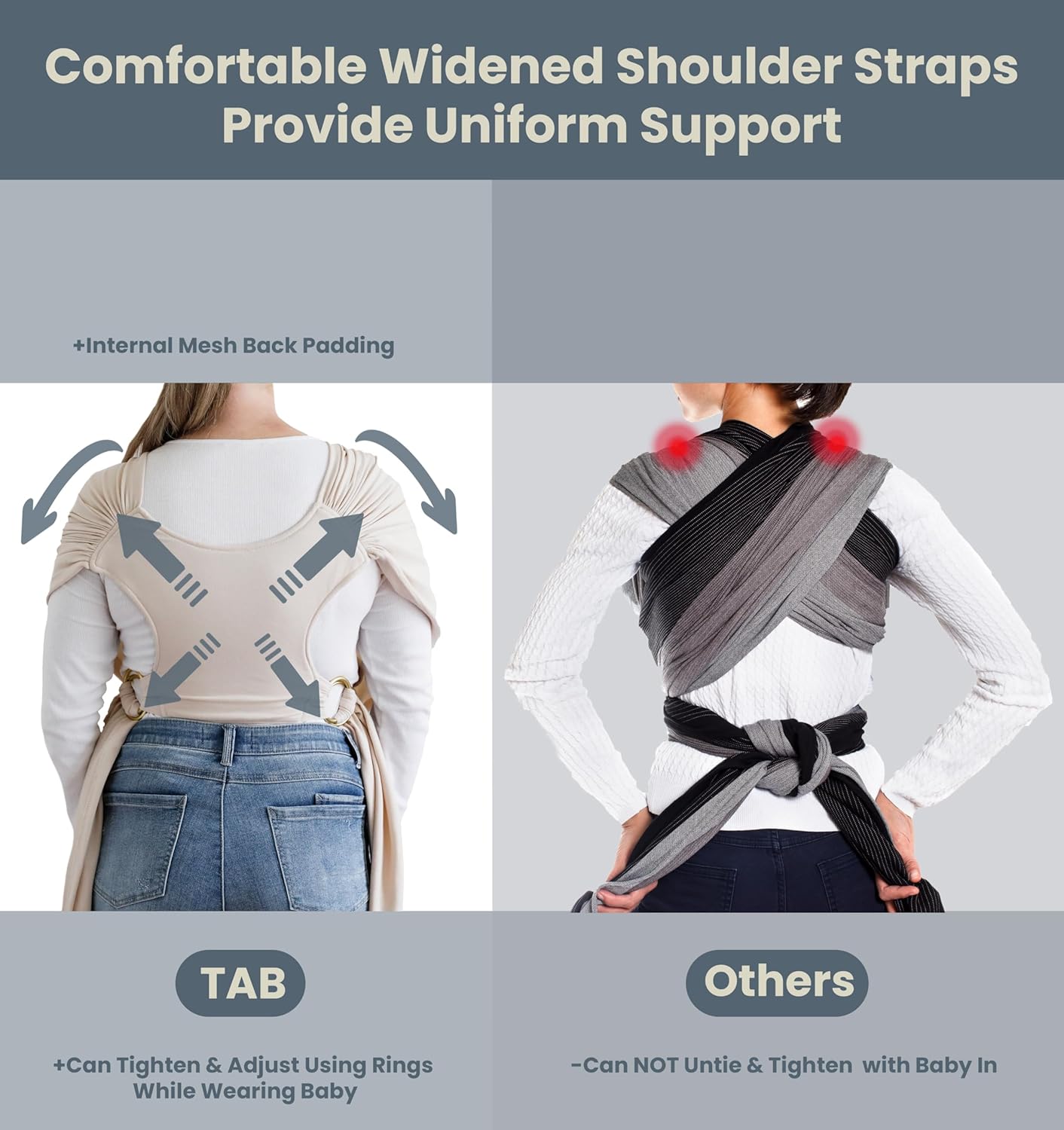 Stylish Beige & Gold Baby Carrier Wrap: Comfortable, Soft & Supportive, Adjustable Ring Sling for Mom & Dad, Ideal for Baby Registry, Newborn to Toddler, Baby Shower