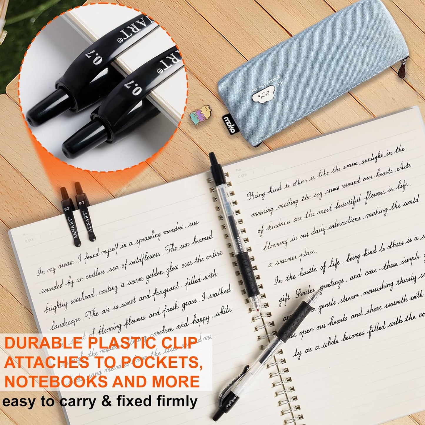 Aen Art Gel Pens, 30 Pack Black Gel Pen Fine Point, Retractable Gel Ink Rollerball Pens for Smooth Writing (0.7mm) Back to School Supplies