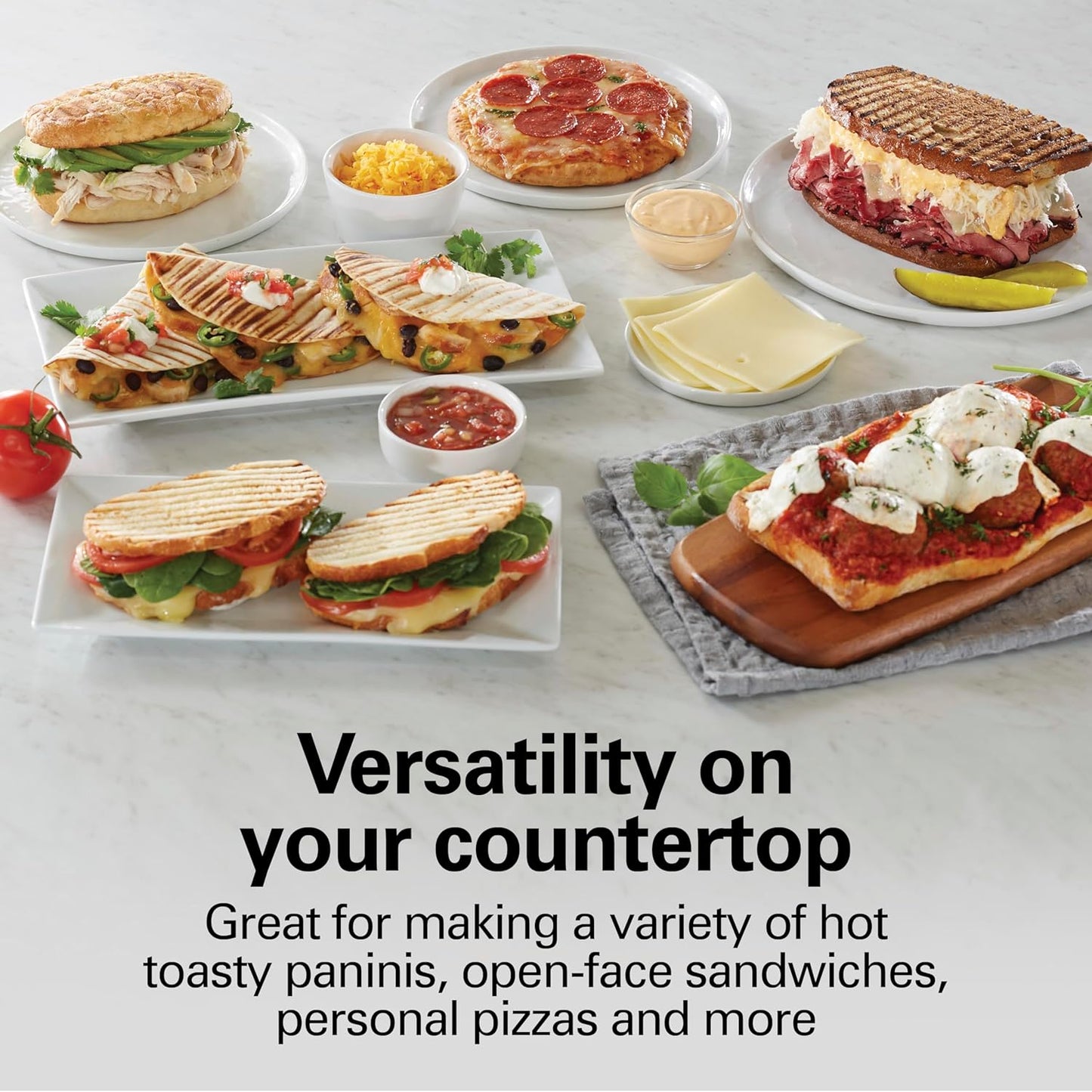 Hamilton Beach Panini Press Sandwich Maker & Electric Indoor Grill with Locking Lid, Opens Wide to Fit Any Thickness for Quesadillas, Burgers & More, Nonstick 8" x 10" Grids, Chrome (25460MNA)
