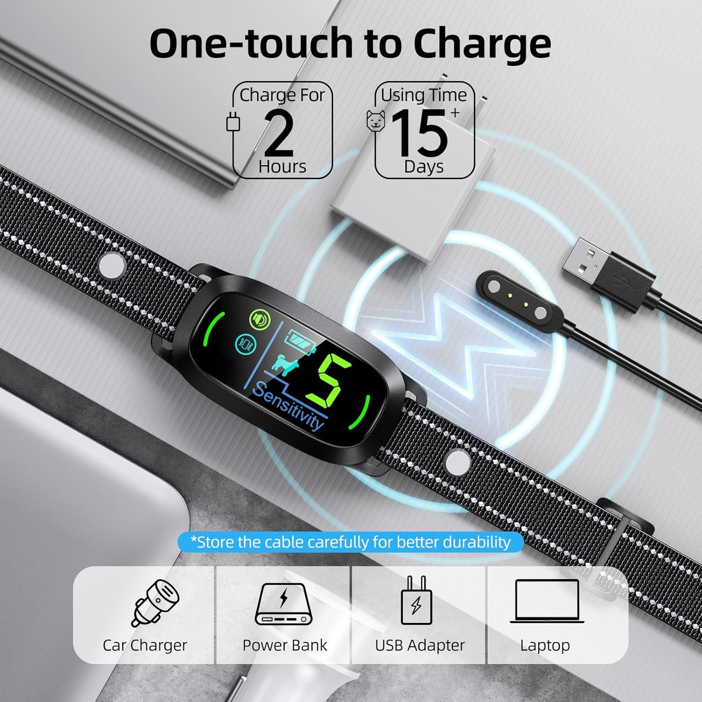 Dog Bark Collar, FAFAFROG Rechargeable Smart Collar, Anti Barking Training Collar with 5 Adjustable Sensitivity Beep Vibration Shock, Bark Collar for Large Medium Small Dogs (Black)