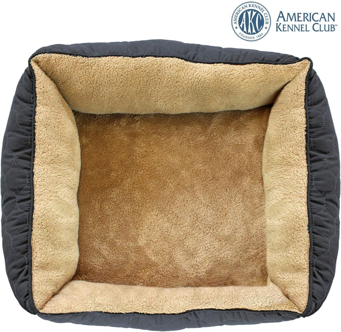 American Kennel Club Orthopedic Circle Stitch Cuddler Pet Bed, Gray 25x21x8"