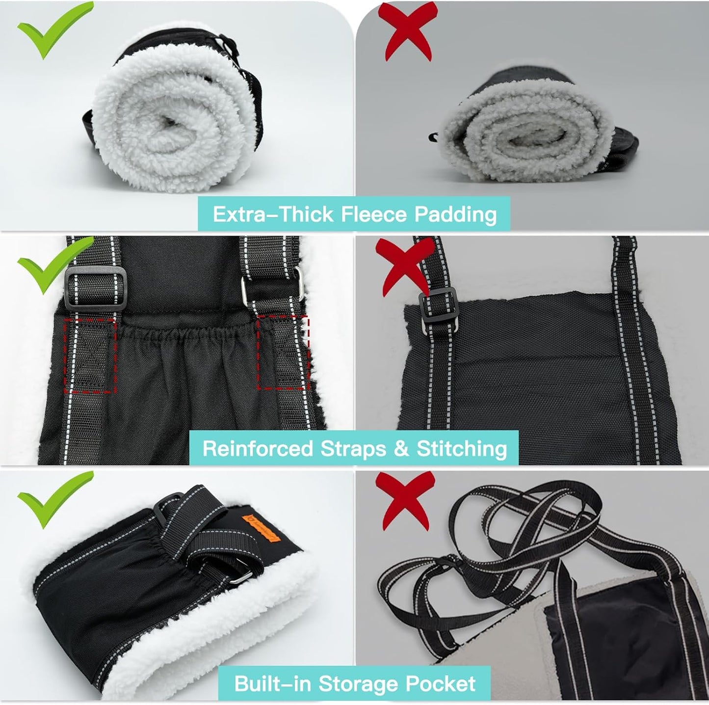 LumoLeaf Dog Lift Harness Sling for Back Legs, Adjustable Rear Leg Support & Mobility Aid, Hip Support for Senior/Disabled Dogs, Soft Fleece Lining, Padded Handles, for CCL/ACL Surgery (Black, Large)