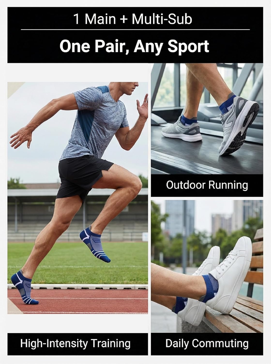 Kodal Ankle Compression Socks, Copper Yarn Low Cut Training Socks, Odor Free Moisture-wicking Arch Support Cushion
