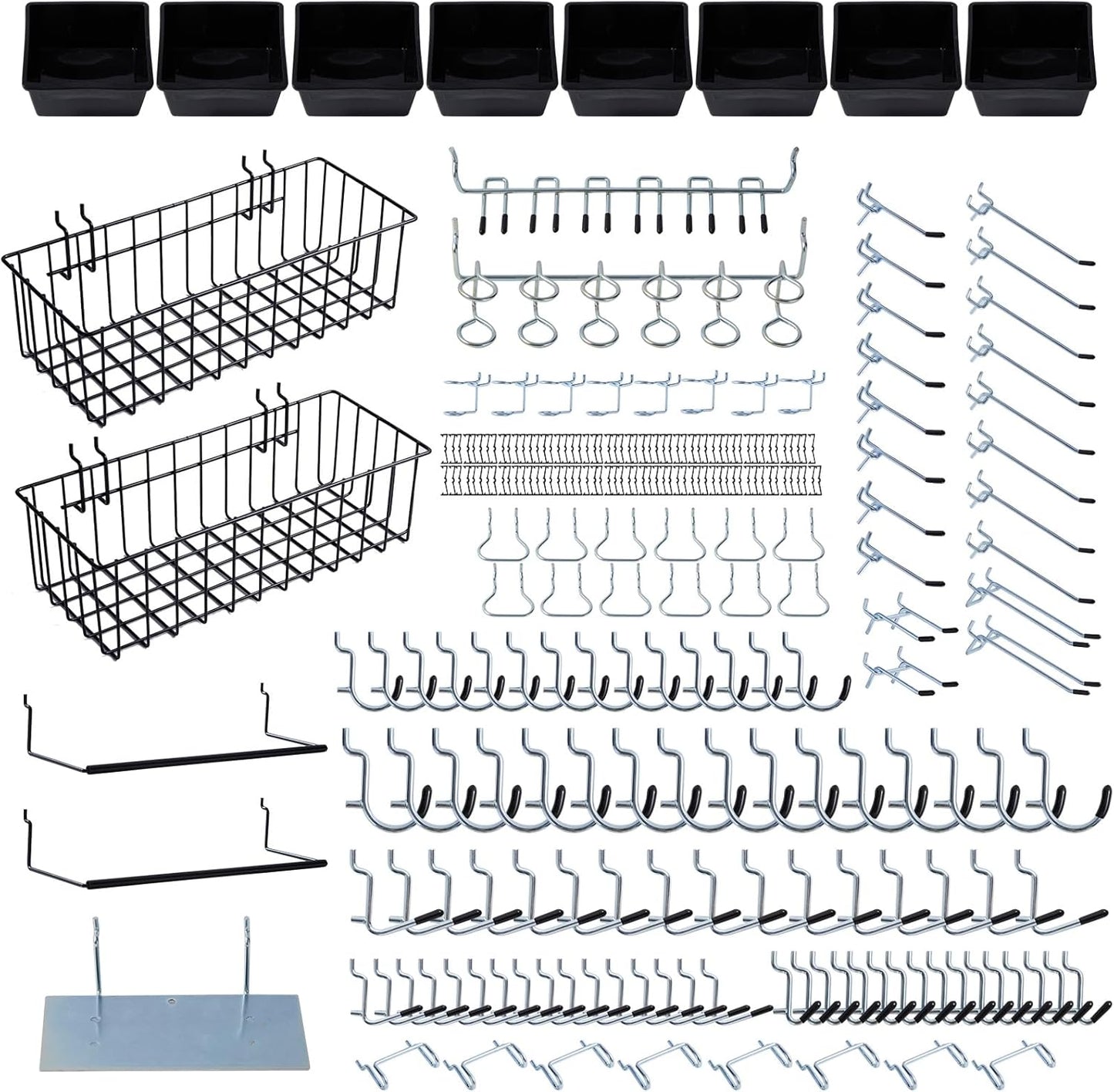 246PCS Pegboard Accessories Organizer Kit,Includes Pegboard Hooks,Bins,Baskets,Paper Towel Holder;Suitable for 1/8 and 1/4 Pegboard,Can be Used for Hanging Tools,Garage Storage,etc. (Black)