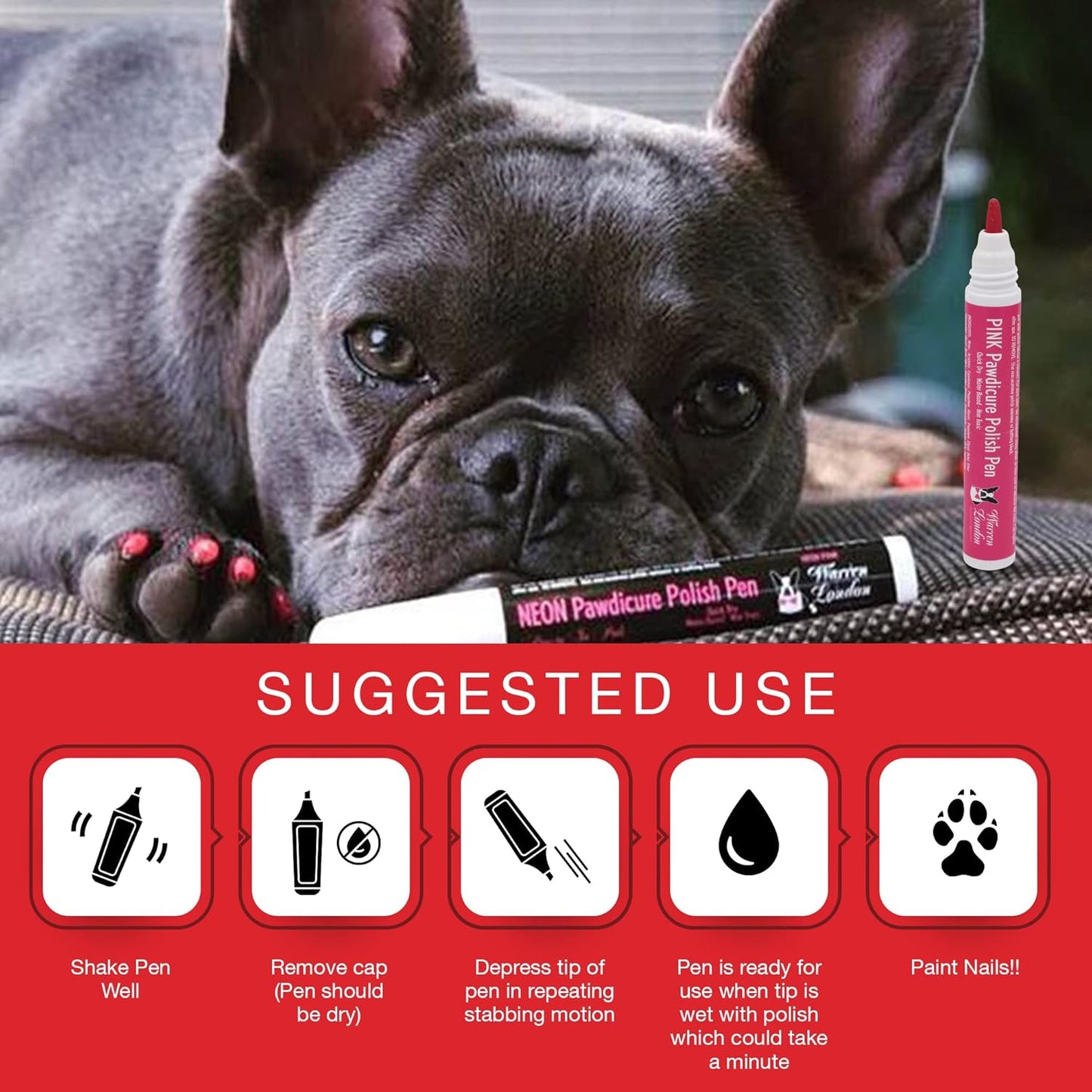 Warren London Pawdicure® Dog Nail Polish Pens – Core 3-Pack (Pink, Purple, Red) | Quick-Dry, Low-Odor & Non-Toxic | Precision Pen Tip | Made in USA | Save 11% vs. Singles