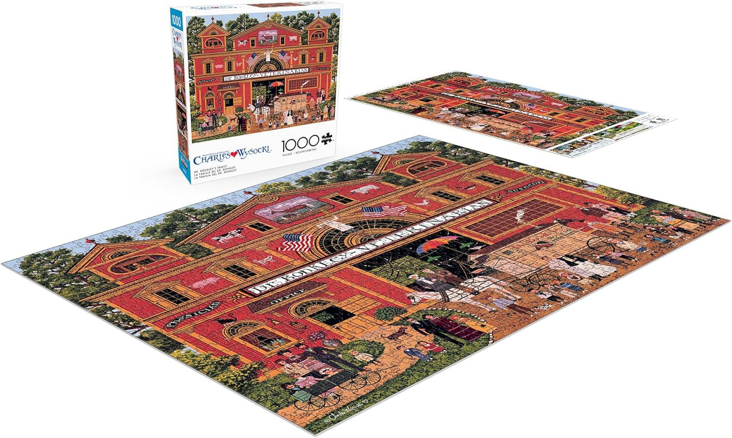 Buffalo Games – 1000 Piece Jigsaw Puzzle - Dr. Bonkley's Family - Charles Wysocki Colorful Puzzle for Adults – Precision-Cut Pieces, Beautiful Artwork, and Hours of Relaxing Fun