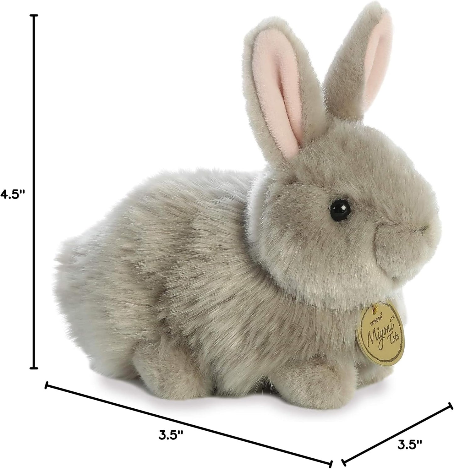 Aurora® Realistic Miyoni® Angora Bunny Grey Stuffed Animal - Lifelike Detail - Cherished Companionship - Gray 7.5 Inches