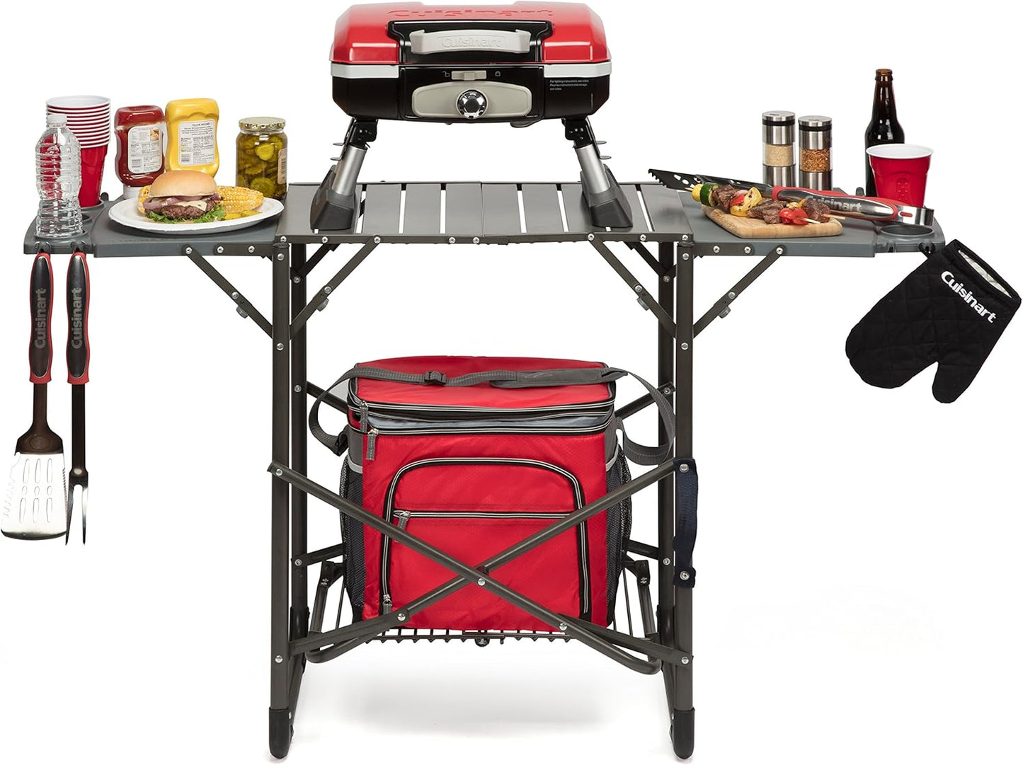 Cuisinart CGS-134 Grilling Tool Set with Grill Glove, Red (3-Piece)