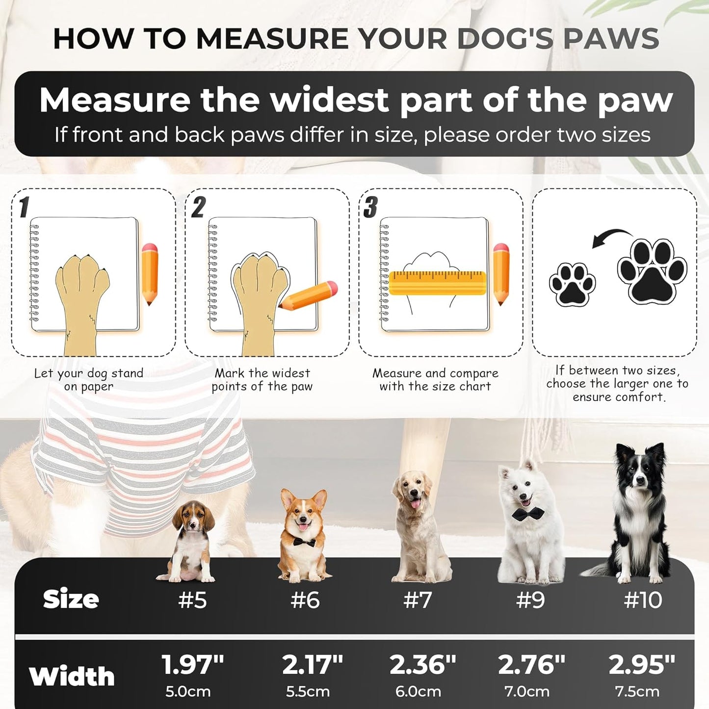 Dog Shoes for Small Medium Large Dogs,Winter Dog Snow Boots & Paw Protectors Waterproof for Cold Weather & Hard Floors,Adjustable Anti-Slip Dog Booties with Removable Wool Liner (Black, 7)