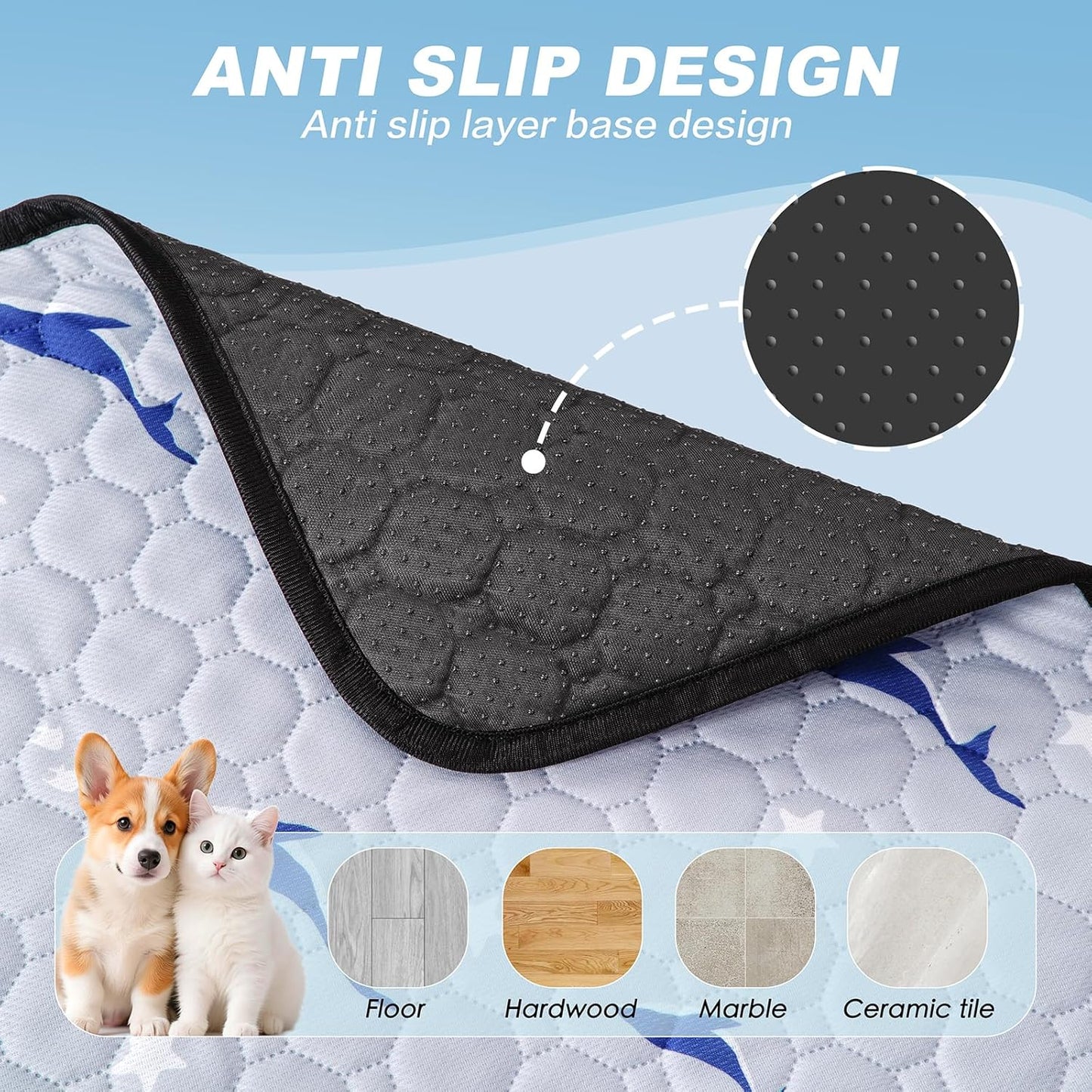 Washable Pee Pads for Dogs, 2 Pack Puppy Pads, Super Absorbent & Leakproof with Anti-Slip Bottom for Dog Training, Crates, Car, Pet Pee Pads, and Furniture Protection,18"x24"
