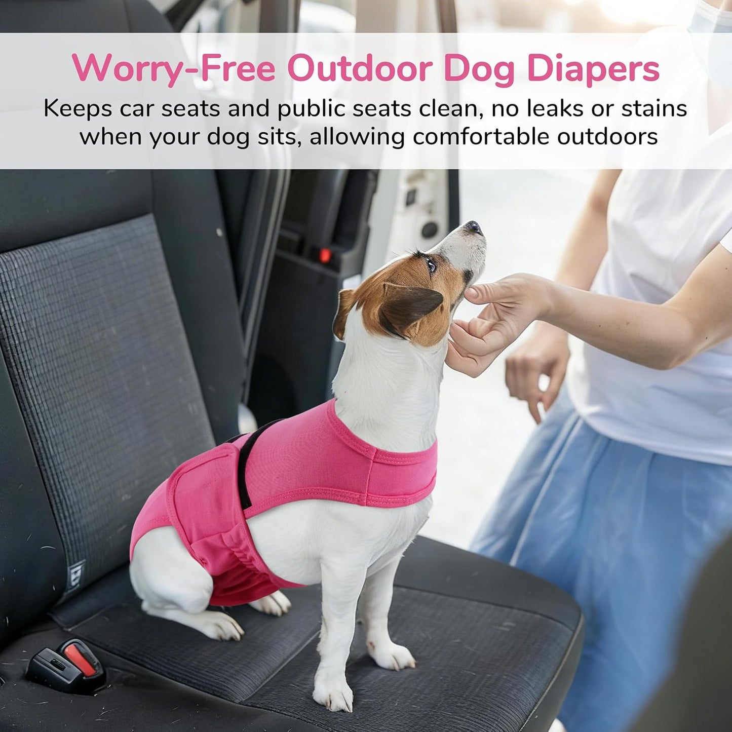PUMYPOREITY Dog Diaper with Suspender, Escape-Proof Anti-Harassment Garment for Heat Cycle, Incontinence, Puppy Training, Senior Dog, L, Pink