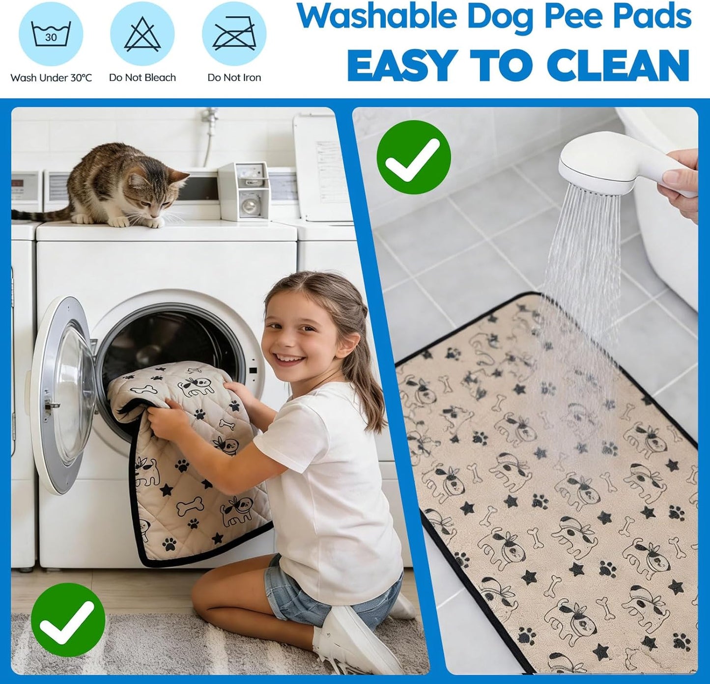 Washable Pee Pads for Dogs, Absorbent Reusable Puppy Training Pads, Leakproof, Non-Slip, Waterproof Cat Doggie Pad Pet Potty Mat for Indoor&Outdoor, Whelping, Playpen, Crate, Coffee 18"x24"