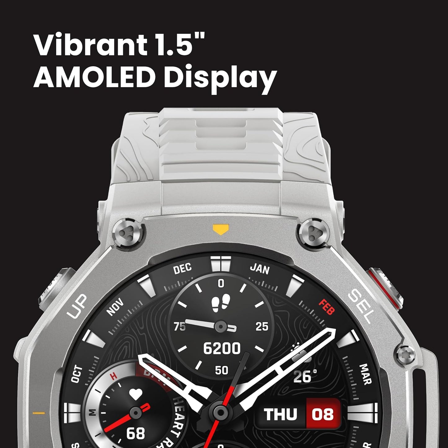 Amazfit T-Rex 3 Rugged/Military Smart Watch 48mm, GPS (with Privacy), Offline Maps, Long Battery Life,328 Feet Water-Resistant, 170 Fitness/Sport Modes, AI, Voice Control, for Android or iPhone, Black