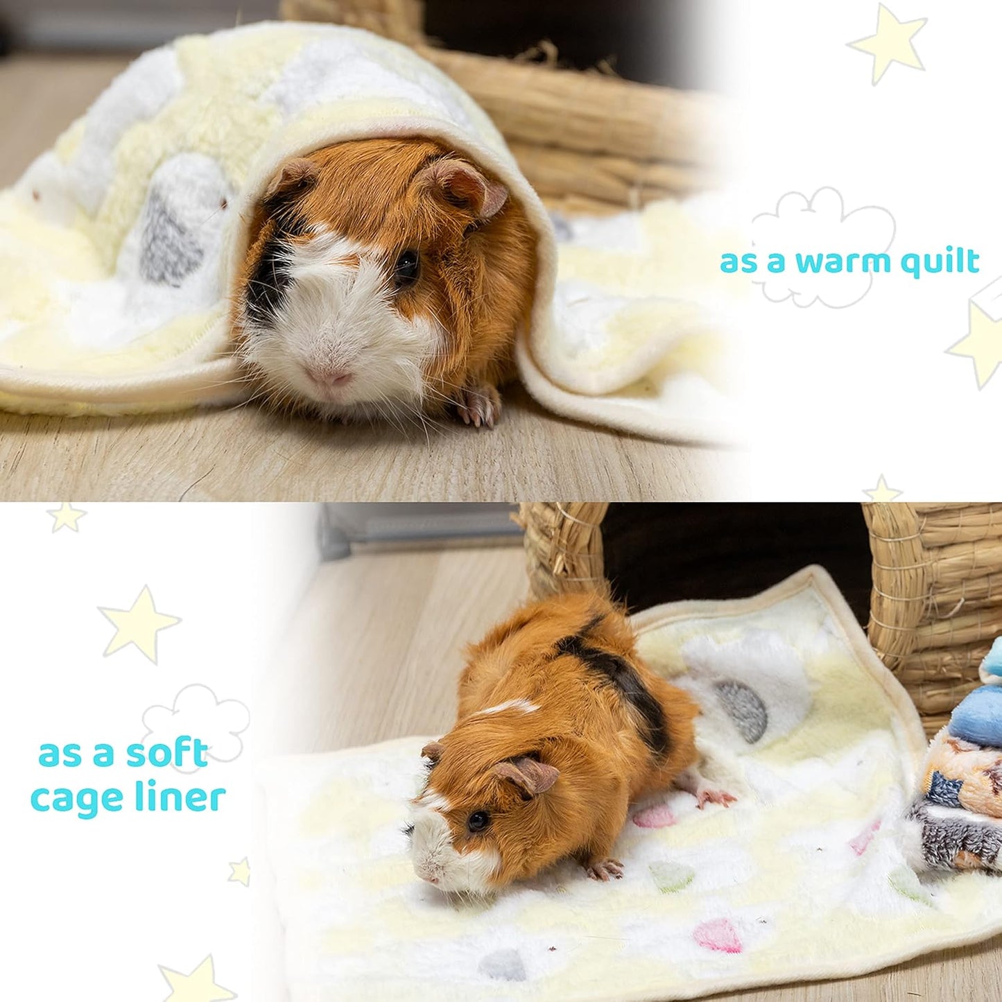 CUSOZWO Guinea Pig Bedding Mat - 6 Pack Fleece Soft Warm Small Animal Blankets for Rat Rabbit Hamster Chinchilla Hedgehog Lizard - Washable Small Pet Cage Liners Sleep Mat Bedding Accessories