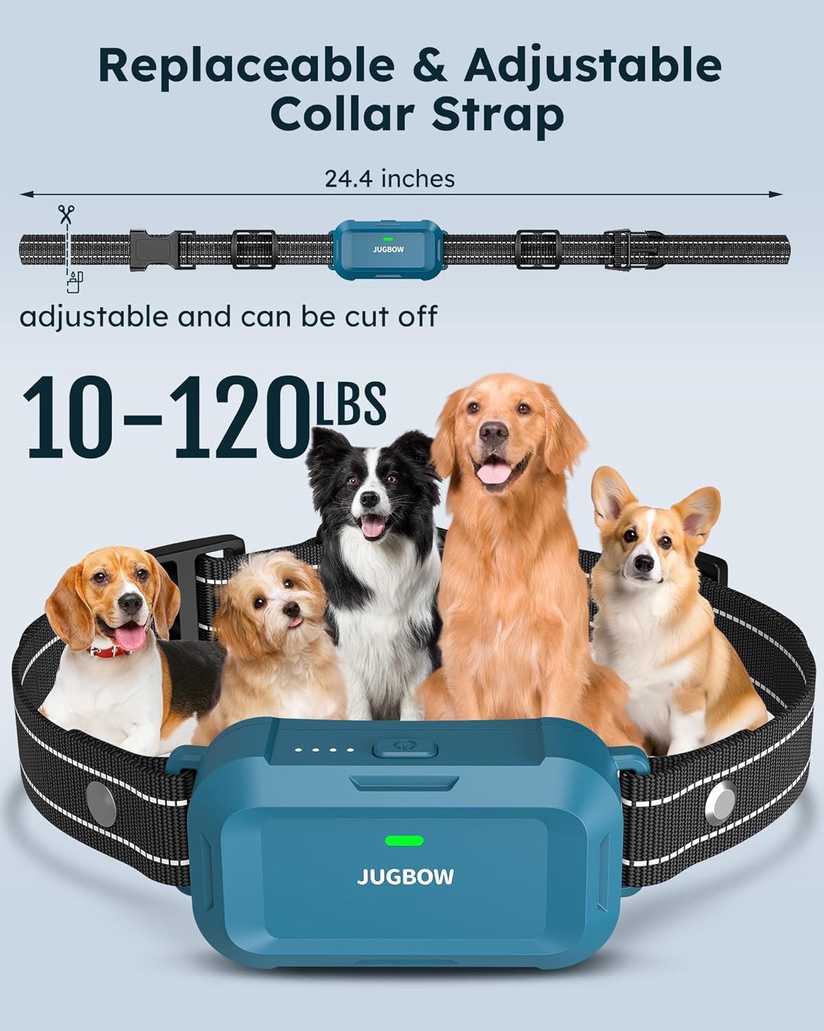 Jugbow Dog Shock Collar - 4200FT Dog Training Collar with Remote, IPX8 Waterproof Electric Collar with 4 Training Modes, Security Lock, Rechargeable e-Collar for Dogs 10-120lbs