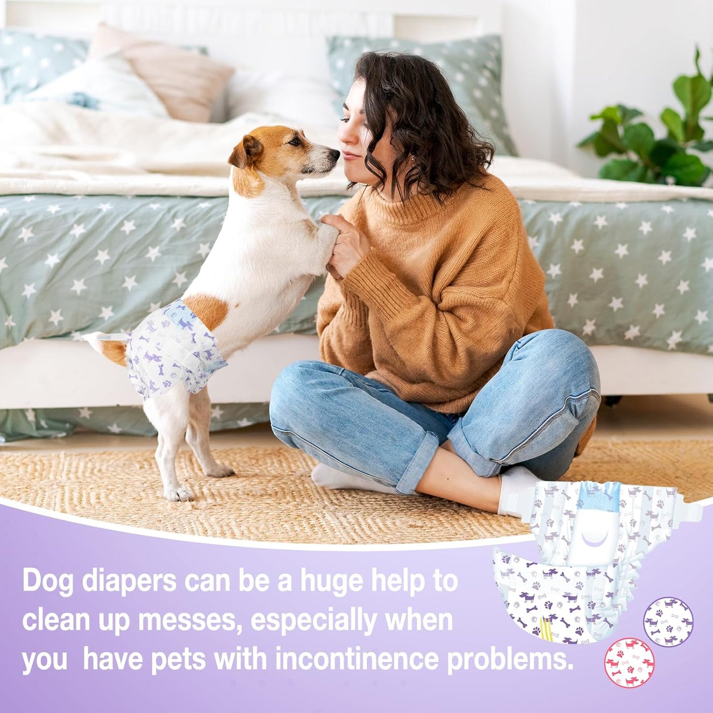 Pet Soft Female Dog Diapers - Disposable Doggie Diapers with Wetness Indicator, Puppy & Cat Diaper Super Absorbent, Fit for Female Dog in Heat or Incontinence, 20pcs (XXS, Mixed)