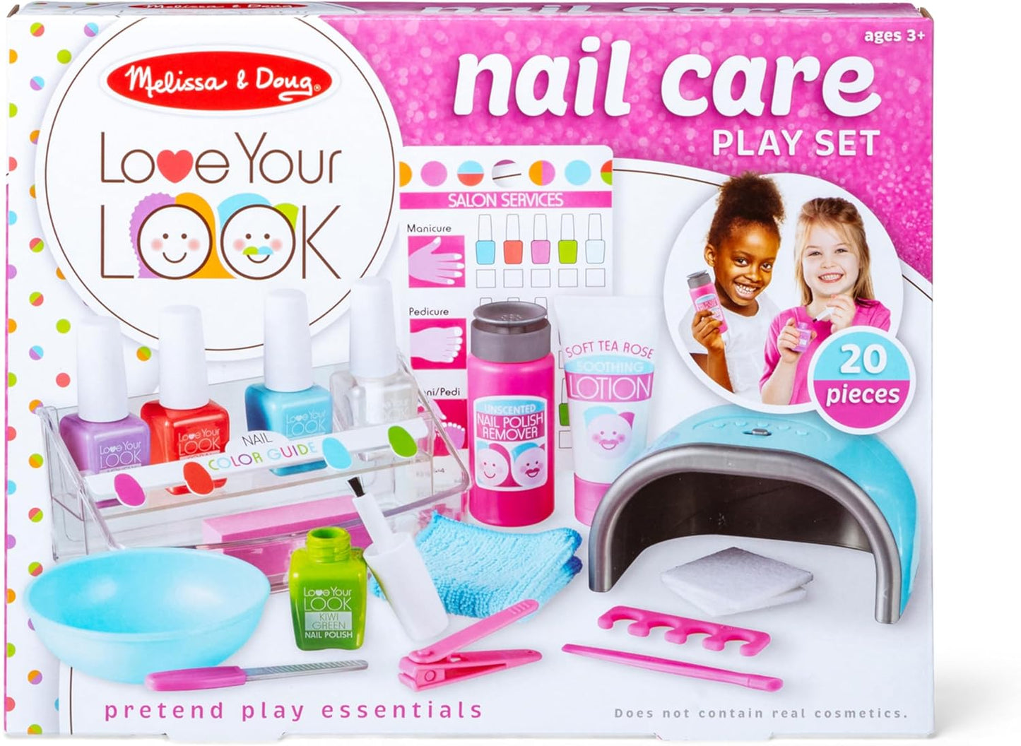 Melissa & Doug Love Your Look Pretend Nail Care Play Set – 20 Pieces for Mess-Free Play Mani-Pedis (Does NOT Contain Real Cosmetics), Pink