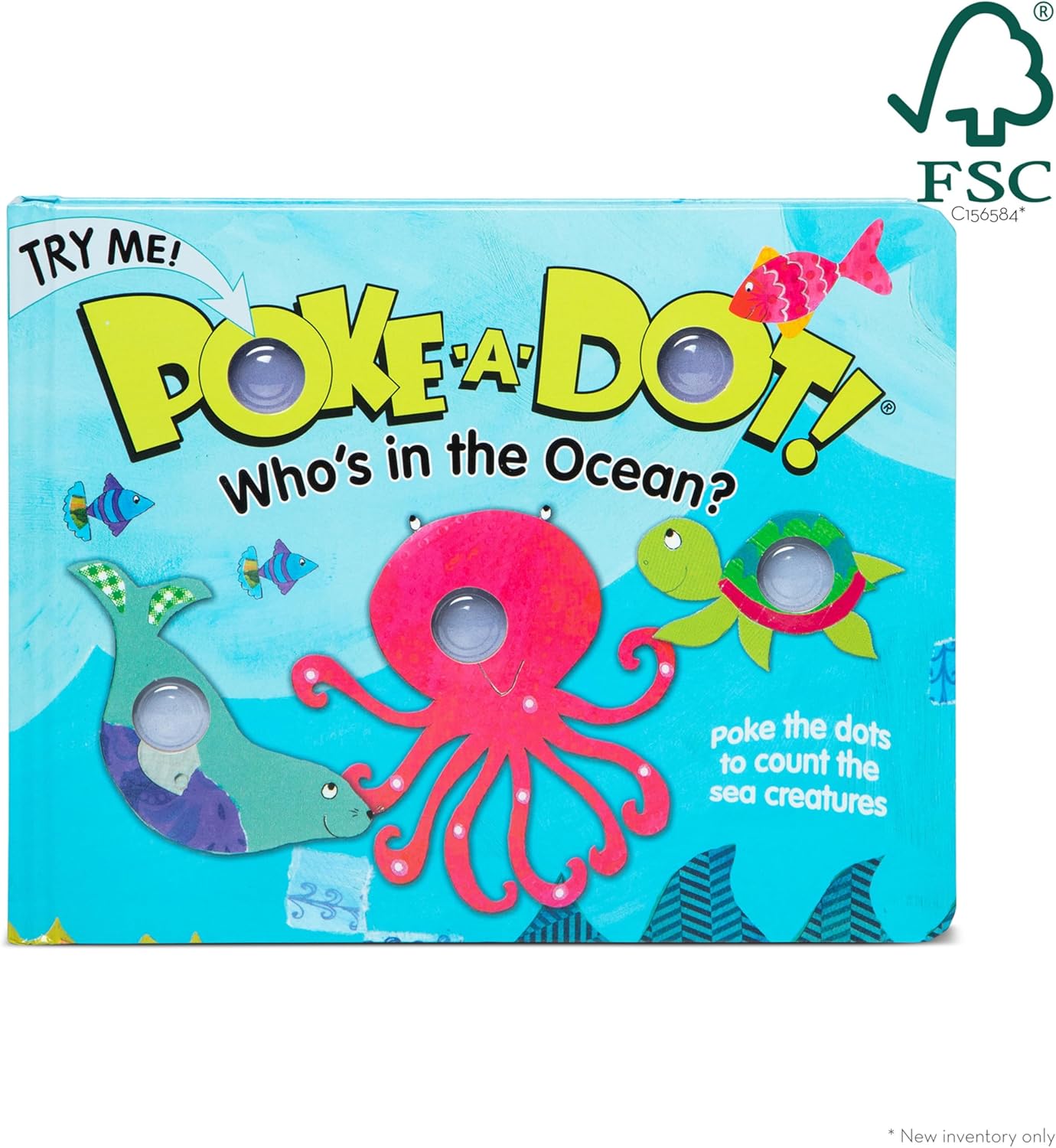 Melissa & Doug Poke-a-Dot! Who’s in the Ocean? Interactive Children's Board Book with Buttons to Pop, Educational Sensory Toy for Toddlers & Preschoolers Ages 3+ - FSC Certified