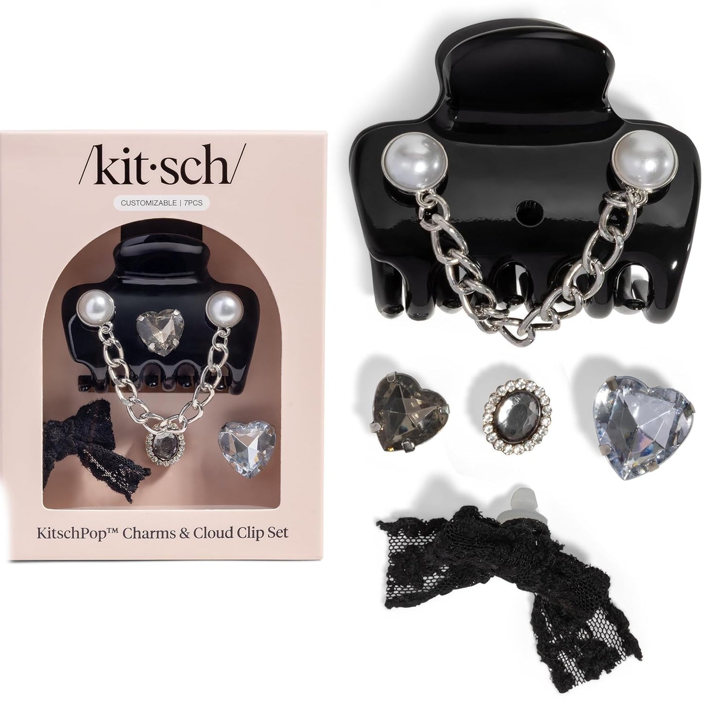 Kitsch Medium Hair Clips for Women – Strong Hold Claw Clips for Thick or Thin Hair – Recycled Plastic, Non-Slip, Durable (Vintage Black)