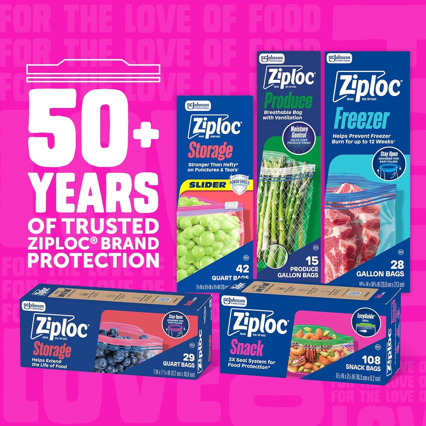 Ziploc Quart Food Storage Bags, Stay Open Design with Stand-Up Bottom, Easy to Fill, 80 Count