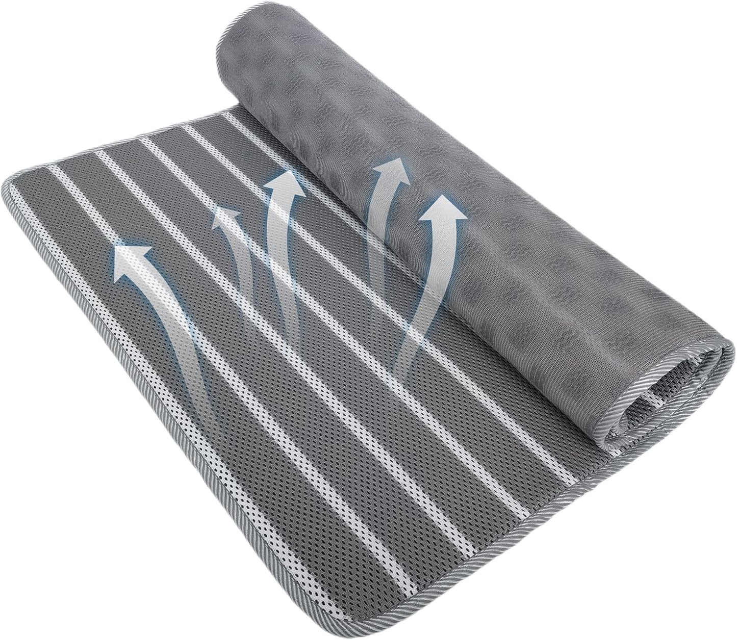 REEZEIVI Breathable Dog Crate mat with Anti-Slip Bottom,3D air mesh Pet Crate pad,Non-stuffy Dog Sleeping Bed,pet mat, Machine Washable Pet Mat for Sleeping (30X19, Sliver Grey Mat)