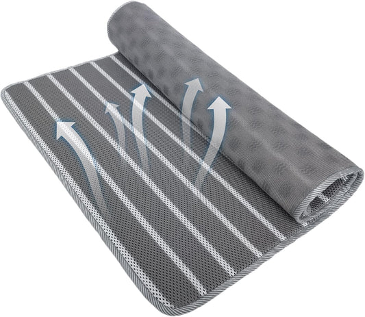 REEZEIVI Breathable Dog Crate mat with Anti-Slip Bottom,3D air mesh Pet Crate pad,Non-stuffy Dog Sleeping Bed,pet mat, Machine Washable Pet Mat for Sleeping (30X19, Sliver Grey Mat)