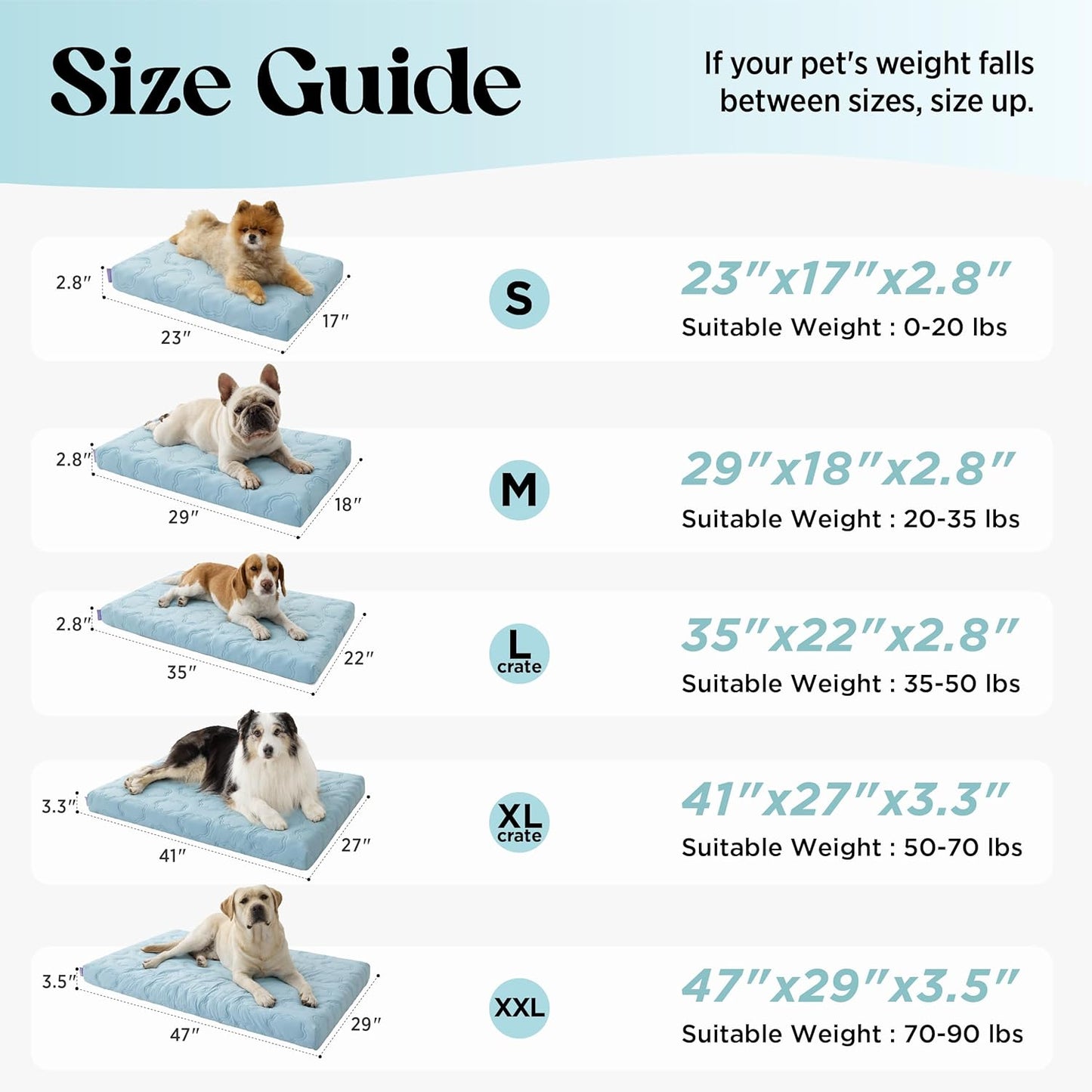 LE SURE Orthopedic Cooling Dog Beds Large Sized Dog, Q-Max>0.5 Cooling Mat with Removable Washable Cover, Breathable Egg Crate Foam Non-Slip Summer Pad for Active/Senior/Long-Haired Pets, 35x22 Inch