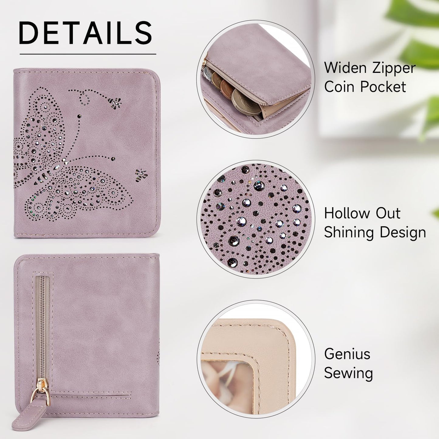 Small RFID Wallet Women Ultra Thin Slim Womens Wallet Mini Compact Bifold Pocket Ladies Wallets for Women Purple
